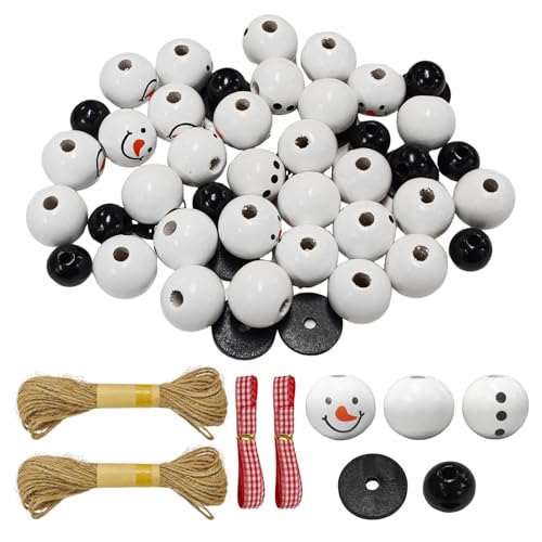 CHROMACRAFT 50 Schneemann-Holzperlen, 2 Stück Rotes Kariertes Gurtband Und 2 Stück Hanfseil, DIY-Bastelmaterialien, Herstellung Von Winterdekorationen CHROMACRAFT 50 Schneemann-Holzperlen, 2 Stück Rotes Kariertes Gurtband Und 2 Stück Hanfseil, DIY-Bastelmaterialien, Herstellung Von Winterdekorationen von CHROMACRAFT