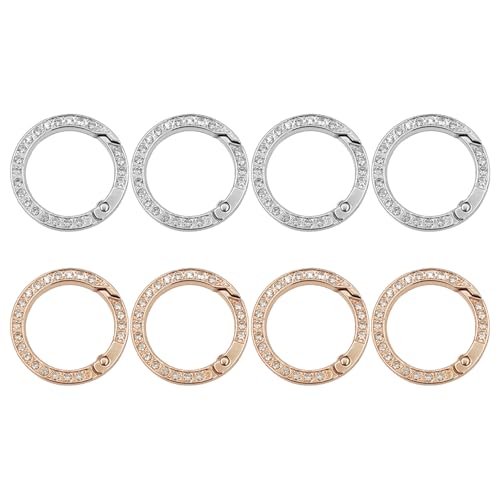 CHROMACRAFT 8 Stück Strassbesetzte Federringe, Einfache Metallschnallen, DIY-Schmuckzubehör, Schlüsselanhänger, Dekorative Taschenschnallen von CHROMACRAFT