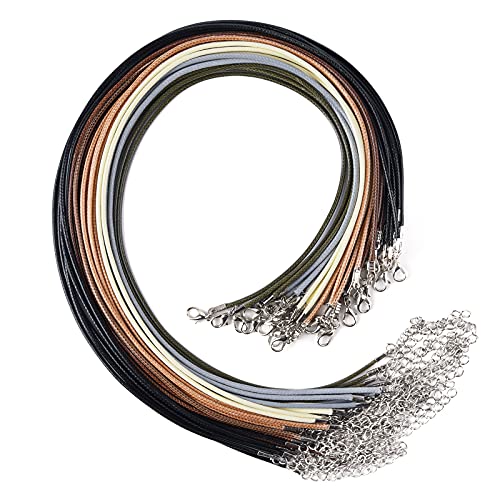 CHRORINE 30 Stück Halskettenkordeln, gewachste Halskettenkordeln mit Karabinerverschluss, Halskettenseil zur Schmuckherstellung, DIY-Armband, Halskette (Farbmischung) von CHRORINE
