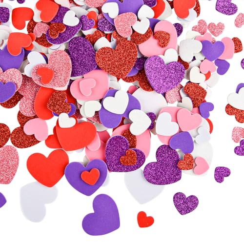 CHRORINE 350 Stück Schaumstoff-Herz-Aufkleber, Valentinstag, Glitzer, selbstklebende Aufkleber, Herzformen, bunte Aufkleber für Valentinstag-Dekoration/Hochzeitsbedarf/DIY-Kunsthandwerk, Rot, Rosa, CHRORINE 350 Stück Schaumstoff-Herz-Aufkleber, Valentinstag, Glitzer, selbstklebende Aufkleber, Herzformen, bunte Aufkleber für Valentinstag-Dekoration/Hochzeitsbedarf/DIY-Kunsthandwerk, Rot, Rosa, von CHRORINE