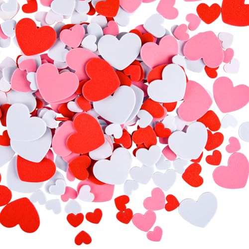 CHRORINE 350 Stück Schaumstoff-Herz-Aufkleber, Valentinstag, selbstklebende Aufkleber, Herzformen, bunte Aufkleber für Valentinstag, Dekoration, Hochzeitsbedarf, Bastelarbeiten, Weiß, Rot, Rosa CHRORINE 350 Stück Schaumstoff-Herz-Aufkleber, Valentinstag, selbstklebende Aufkleber, Herzformen, bunte Aufkleber für Valentinstag, Dekoration, Hochzeitsbedarf, Bastelarbeiten, Weiß, Rot, Rosa von CHRORINE