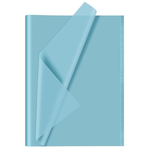 CHRORINE 60 Blatt Babyblaues Seidenpapier zum Verpacken von Geschenken, Bulkware zum Basteln, Geburtstagsdekoration, Urlaubsparty (50,8 x 36,8 cm) von CHRORINE