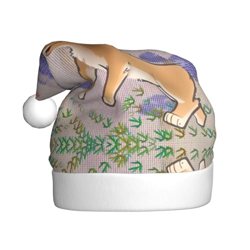 CHRYSM Festliche Weihnachtsmütze, langlebige Farbe, perfektes Accessoire für Feiertage, Erwachsenengröße, Cartoon-Pilz mit Hund) von CHRYSM