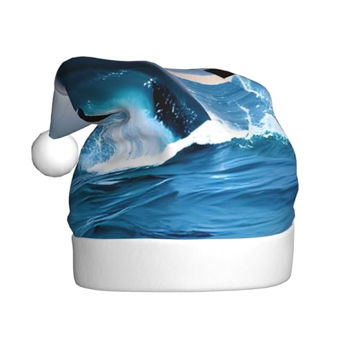 CHRYSM Festliche Weihnachtsmütze, langlebige Farbe, perfektes Accessoire für Feiertage, Erwachsenengröße, Delfine hochspringen von CHRYSM