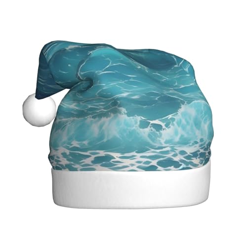 CHRYSM Festliche Weihnachtsmütze, langlebige Farbe, perfektes Accessoire für Feiertage, Erwachsenengröße, tiefblaues Meer von CHRYSM