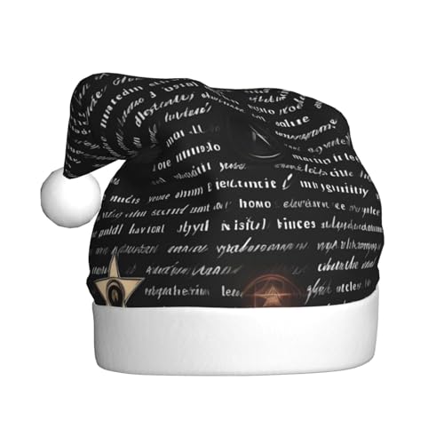 CHRYSM Weihnachtsmütze, geheimnisvoller Text, Weihnachtsmannmütze, Unisex, Samt, Weihnachtsmütze für Erwachsene, für Neujahr, festliche Party von CHRYSM