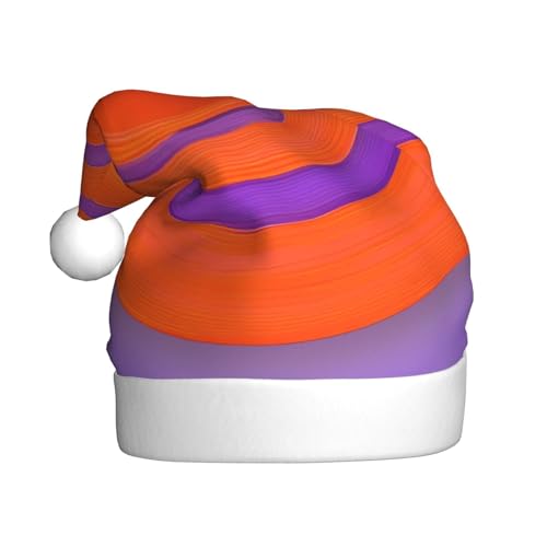 CHRYSM Weihnachtsmütze, orangefarbener Kreis in der Mitte, Weihnachtsmannmütze, Unisex, Samt, Weihnachtsmütze für Erwachsene, für Neujahr, festliche Party von CHRYSM