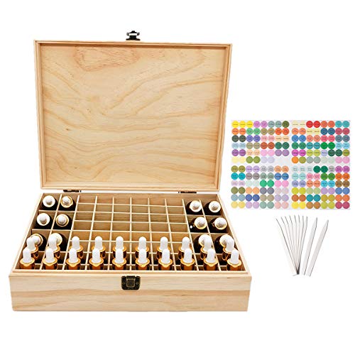 CHSEEA Ätherisches Öl Display Ständer Gestell Halter Organisator, 68 Löcher Holz Box Veranstalter Aufbewahrung Koffer Box für Nagellack, Duftöle, Ätherisches Öl, Stain und Lippenstift #3 von CHSEEO