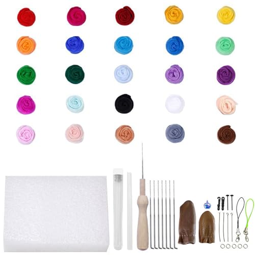 CHSEROK Trockenfilzen Set, 25 Farben Filzen Starterset, Je 2 g Filzset für Anfänger, mit Werkzeugset und Anleitung, Filzset für DIY-Bastelprojekte für Anfänger CHSEROK Trockenfilzen Set, 25 Farben Filzen Starterset, Je 2 g Filzset für Anfänger, mit Werkzeugset und Anleitung, Filzset für DIY-Bastelprojekte für Anfänger von CHSEROK