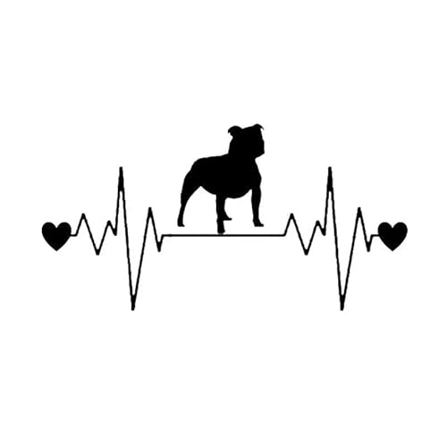CHSLO Auto Aufkleber 3D Staffy Bull Dog Herz Schlag Lebenslinie Aufkleber Aufkleber auf Auto reflektierende Motorrad wasserdichte Sonnencreme von CHSLO