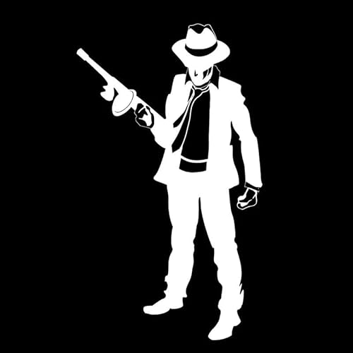 CHSLO Autoaufkleber 10,2 cm * 17,3 cm Mafia Gangster Waffe Bandit Vinyl Aufkleber Aufkleber Schwarz/Silber von CHSLO