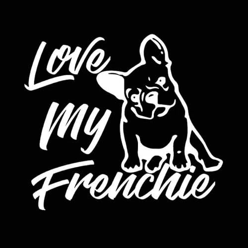 CHSLO Autoaufkleber 14,6 x 12,9 cm Liebe meinen Frenchie Französische Bulldogge Vinyl Aufkleber Fenster Stoßstange Auto Aufkleber Hund Schwarz/Silber von CHSLO