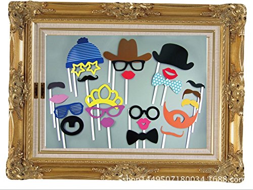 CHSYOO 25 Papier Photobooth mit großen Papier Rahmen, Papier Foto Booth Requisiten Schnurrbart Bowknot Lippen für Hochzeit Geburtstag Party Weihnachten von CHSYOO