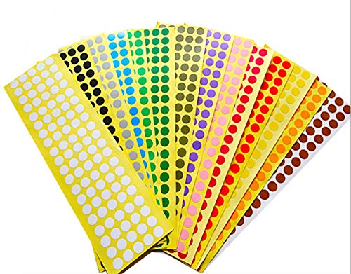 CHSYOO 32 Blatt 3200 Stück farbige Punktaufkleber zum Beschriften, runde Codieretiketten für Handwerk und Kunst, 16 Farben von CHSYOO