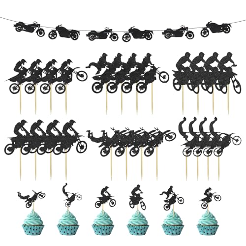 CHSZSH 25 Stück Motorrad-Kuchendekorationen, 1 Stück Motorrad-Latte-Art, Schwarz, Kucheneinsätze, Partyzubehör, Geburtstagsdekorationen, Herren-Kuchendekorationen, Geländewagen-Partyzubehör CHSZSH 25 Stück Motorrad-Kuchendekorationen, 1 Stück Motorrad-Latte-Art, Schwarz, Kucheneinsätze, Partyzubehör, Geburtstagsdekorationen, Herren-Kuchendekorationen, Geländewagen-Partyzubehör von CHSZSH