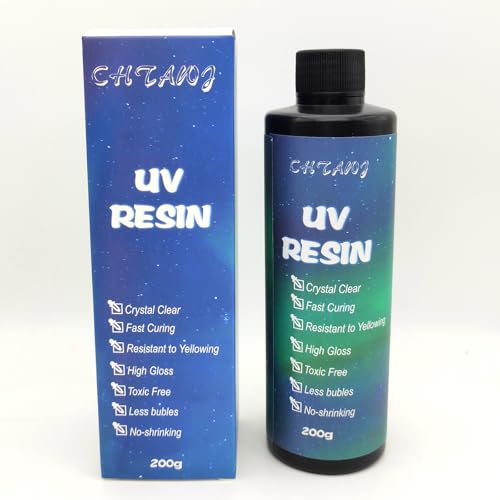 CHTAWJ 200g UV Harz klar, UV Resin hart, Verbessertes kristallklares Transparent UV Epoxidharz vorgemischt UV Kleber, uv harz für Schmuckherstellung CHTAWJ 200g UV Harz klar, UV Resin hart, Verbessertes kristallklares Transparent UV Epoxidharz vorgemischt UV Kleber, uv harz für Schmuckherstellung von CHTAWJ