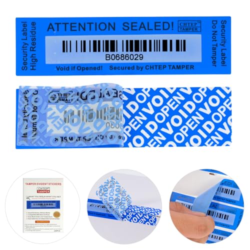 Chtep Tamper Manipulationssicherer Aufkleber, 100 % hohe Rückstände, Evident Security Warranty Seal, Void Aufkleber, Sicherheitsetiketten, (Seriennummer 1 x 9 cm, blau, 100 Stück) von CHTEP TAMPER