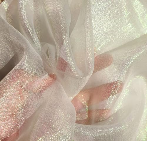 CHTME Organza Stoffe Tüllstoff 2m*150cm Breite DIY Chiffon Organza Transparenter Stoff Zweifarbiger Leichter Transparenter Organza-Stoff für Hochzeit Tischläufer Geschenkband Nähen Basteln Stoff von CHTME