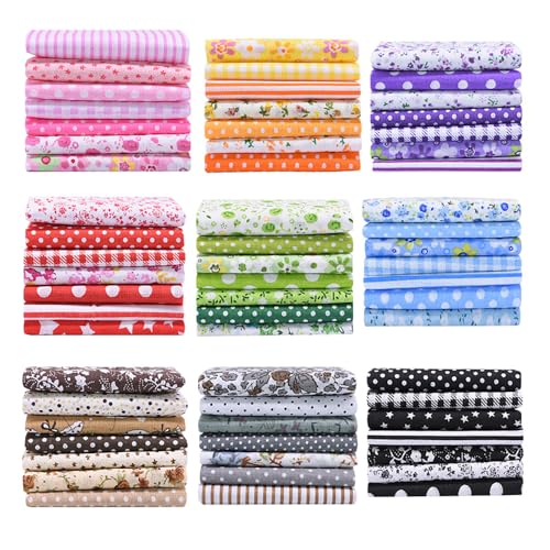 Patchworkstoff 56 Stück 10 * 10cm Baumwolle Nähstoffe Patchwork Stoffpaket Stoffe zum Nähen Baumwolle DIY Gewebe Quadrate für Craft Sewing Kleidung Bettwäsche DIY Basteln Patchwork Fabric von CHTME
