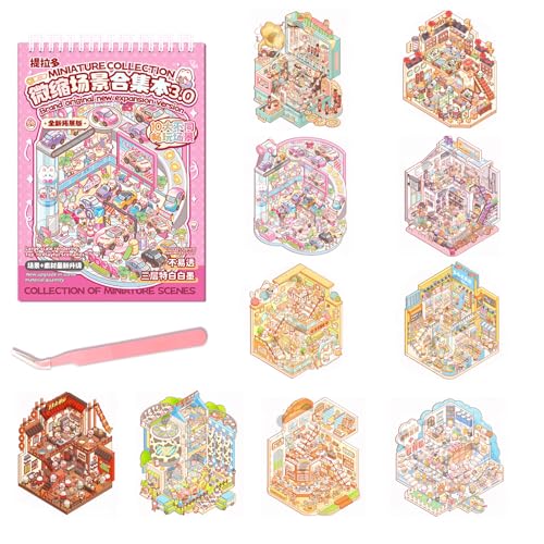 CHUANFU 10 Sets 3D House Stickers, Fun DIY 3D Sticker Scene, Sticker Therapy mit 1 Pinzette, Miniatur Haus Aufkleber Machen Sie Ihren Eigenen, Relief Stress für Erwachsene und Kinder von CHUANFU
