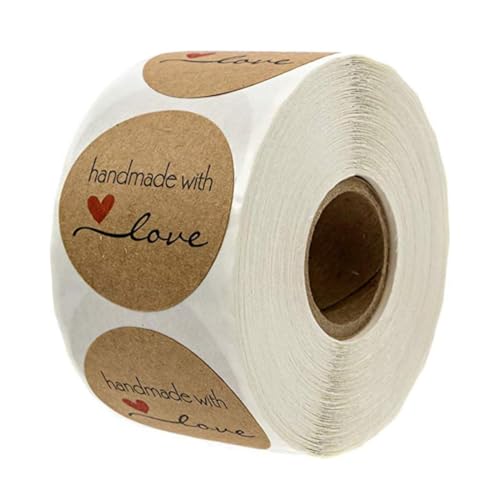 500 Stück Homemade with Love Geschenkaufkleber, Handmade Sticker, Back Aufkleber, Selbstklebend Etikett Dekoration für Selbstgemachte Geschenke von CHUANGOU
