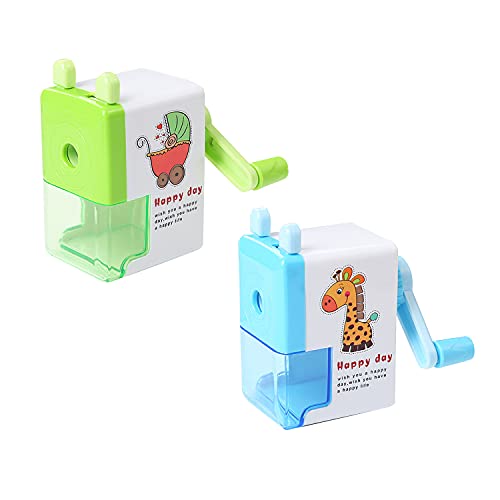 CHUANGOU 2pcs Pencil Sharpener，Manuelle Anspitzer ，Anspitzer Bleistift Spitzer，für Kinder,Lehrer,Künstler und Home. （Grün ，blau ） Zeichnen Anspitzer von CHUANGOU