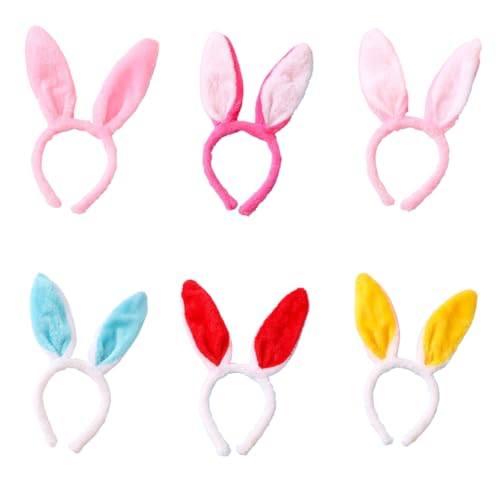 CHUANGOU 6 stück Ostern Hasenohren Haarreifen，Hasenohren Haarreif Plüsch，für Geschenke Karneval Ostern Party. von CHUANGOU