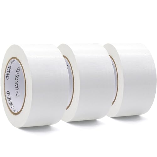 CHUANGSEED 3 Rollen Panzertape extra stark, Weiß Gewebe-Klebeband 27.4 m x 50 mm – Gewebeband Panzerband Panzertape für Wasserdichtes Reparatur,Basteln, für innen & außen von CHUANGSEED