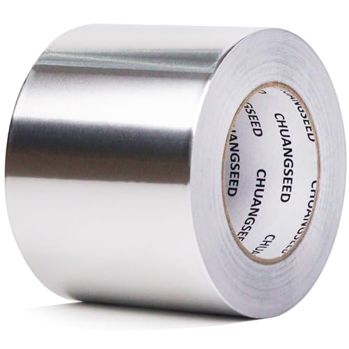 CHUANGSEED Aluminium-Klebeband, professionelles Klebeband aus Aluminium, hohe Temperatur, Aliminum-Folie, silberfarben, 80 Mikron, 100 mm x 50 m, Wärmedämmung, Reparatur von Rohren, Befestigung, von CHUANGSEED