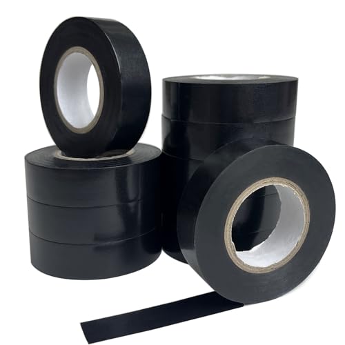 CHUANGSEED Elektrisches Isolierband 10er-Pack Schwarz 19mm x 20m，kabel klebeband PVC Elektriker Klebeband für Arbeiten an Elektrik Reparaturen Isolierung und Bündeln von CHUANGSEED