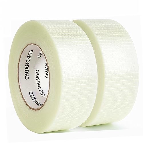 CHUANGSEED 2 Stück Filament-Umreifungsband, Filamentband Fadenverstärkt 50mm X 5m transparentes Packband glasfaserverstärktes Teppichband, Verpackungsband, starkes Klebeband (Gitter 50mm X 5m) CHUANGSEED 2 Stück Filament-Umreifungsband, Filamentband Fadenverstärkt 50mm X 5m transparentes Packband glasfaserverstärktes Teppichband, Verpackungsband, starkes Klebeband (Gitter 50mm X 5m) von CHUANGSEED