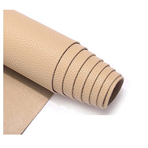 Möbelstoff Premium Bezugsstoff Zum Kunstleder Stoff Litchi Korn Textur Vinyl Leder Stoff Polster Strukturiertes Material(Apricot,1.38X3m) von CHUANTEN