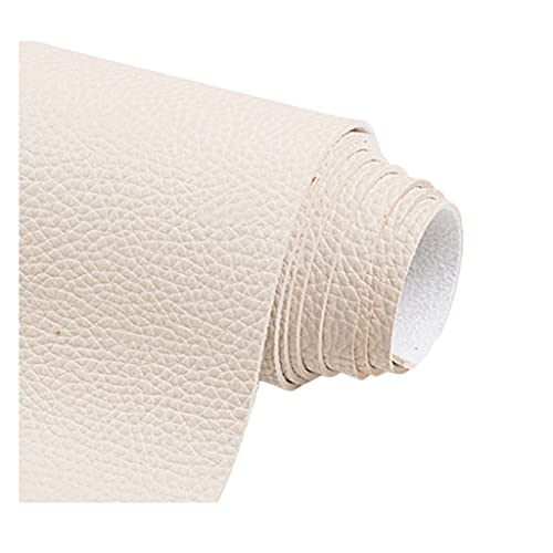Möbelstoff Premium Bezugsstoff Zum Kunstleder Stoff Litchi Korn Textur Vinyl Leder Stoff Polster Strukturiertes Material(Beige,1.38X2m) von CHUANTEN
