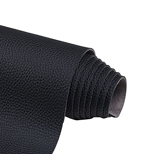 Möbelstoff Premium Bezugsstoff Zum Kunstleder Stoff Litchi Korn Textur Vinyl Leder Stoff Polster Strukturiertes Material(Black,1.38X1m) von CHUANTEN