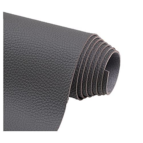 Möbelstoff Premium Bezugsstoff Zum Kunstleder Stoff Litchi Korn Textur Vinyl Leder Stoff Polster Strukturiertes Material(Dark grey,1.38X1m) von CHUANTEN