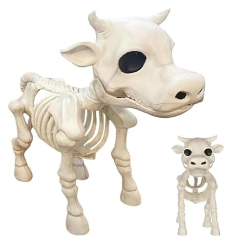 CHUANYGU Kuh-Skelett-Halloween-Dekoration, realistische Tier-Schädel-Requisite für drinnen und draußen, Spukhaus und Friedhofs-Dekoration von CHUANYGU
