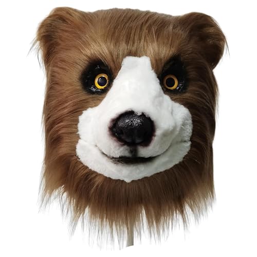 CHUANYGU Realistische Bärenmaske für Erwachsene, Vollgesichtsmaske aus Latex beflockt, Kostüm Maske für Halloween, Cosplay, Mottoparty von CHUANYGU