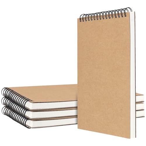 CHUENHEI 4 Stück Skizzenblock A5, 60 Seiten/30 Blatt Zeichenblock A5, Blanko Skizzenblock, 14.7 x 21 cm, Skizzenbuch A5 für Zeichnungen und Skizzen, Braun von CHUENHEI