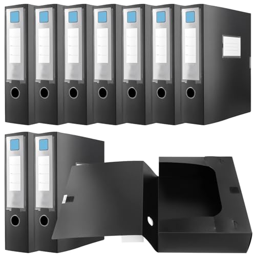 CHUENKUK 10 Stück Ordner A4 Breit Schwarz, 31 x 23,6 x 7,5 cm Sammelboxen aus Kunststoff, Faltbare Archivboxen für Dokumente, Akten, Bürobedarf CHUENKUK 10 Stück Ordner A4 Breit Schwarz, 31 x 23,6 x 7,5 cm Sammelboxen aus Kunststoff, Faltbare Archivboxen für Dokumente, Akten, Bürobedarf von CHUENKUK