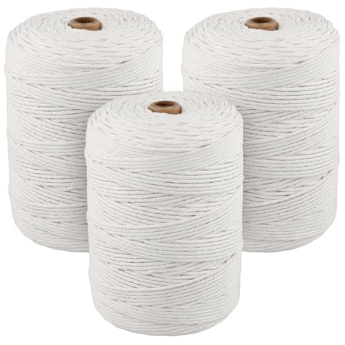 CHUENKUK 3 Stück Makramee Garn Weiß 3 mm x 300 m, Baumwollgarn Baumwollschnur Baumwollkordel zum Basteln für DIY Handwerk CHUENKUK 3 Stück Makramee Garn Weiß 3 mm x 300 m, Baumwollgarn Baumwollschnur Baumwollkordel zum Basteln für DIY Handwerk von CHUENKUK