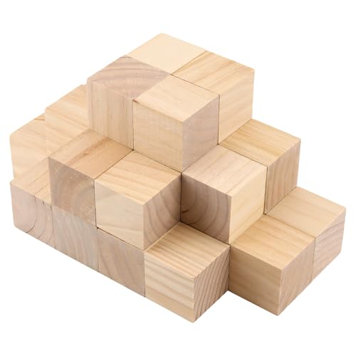 CHUENKUK 30 Stück Holzwürfel 5 x 5 x 5 cm, Holz Würfel Klein, Holzwürfel Blanko Holzblock zum Basteln, DIY von CHUENKUK
