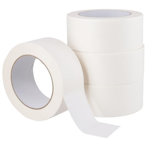 CHUENKUK 4 Rollen Kreppband 48mm x 50m, Malerband Weiß, Malerkrepp Weiss Maler Klebeband Abdeckband für Malerarbeiten, Basteln, DIY-Projekte von CHUENKUK