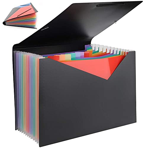 Document Folder A4, 12 Compartments Expanding File Sorting Folder Colourful File Folder Rainbow Lever Arch Folder Accordion Design A4 Size Large Capacity Waterproof for Business Incidents, Home Use von Generic