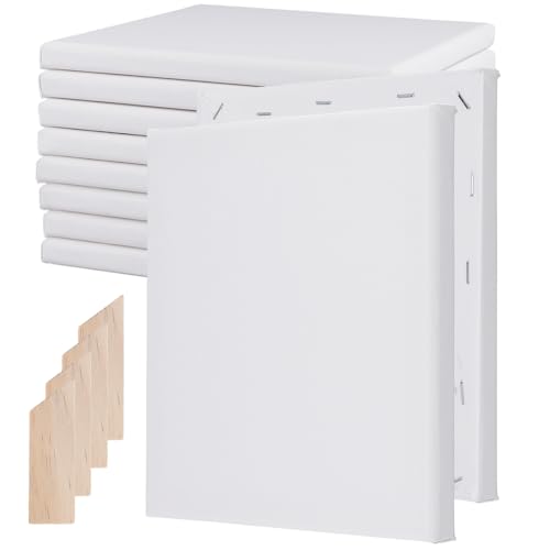 CHUIFAI 10 Stück Leinwand mit Keilrahmen 20x20 cm, Quadratische Gespannte Leinwand zum Bemalen mit Rahmen und 80 hölzerne Festziehschlüsseln, Blanko Leinwände für Acrylfarben| CHUIFAI 10 Stück Leinwand mit Keilrahmen 20x20 cm, Quadratische Gespannte Leinwand zum Bemalen mit Rahmen und 80 hölzerne Festziehschlüsseln, Blanko Leinwände für Acrylfarben| von CHUIFAI