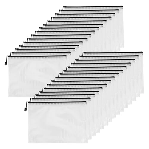 CHUIFAI 30 Stück A4 Dokumententasche mit Reißverschluss, Kunststoff Mesh Dokumentenmappe zum Abheften, Wasserdichte Dokumententasche Reißverschlusstasche für Datei, Papier, Kosmetik, Reise CHUIFAI 30 Stück A4 Dokumententasche mit Reißverschluss, Kunststoff Mesh Dokumentenmappe zum Abheften, Wasserdichte Dokumententasche Reißverschlusstasche für Datei, Papier, Kosmetik, Reise von CHUIFAI