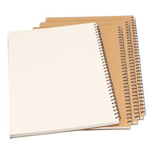 CHUIFAI 4 Stück A4 Skizzenbuch Spiralbindung, 30 Blatt/60 Seiten 160g Spiral Skizzenblock A4 Blanko Zeichenbuch, Kraftpapier Cover Künstler Skizzenbuch a4 Notizbuch zum Zeichnen, Malen von CHUIFAI