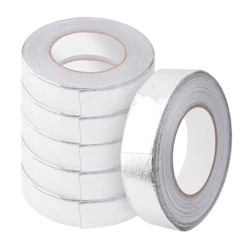 CHUIFAI 6 Rollen Aluminium Klebeband 25mm x 50m, Alu Klebeband Hitzebeständig, Aluband Selbstklebend, Aluklebeband zum Metalloberflächen Versiegeln, Reparieren, Isolieren von CHUIFAI
