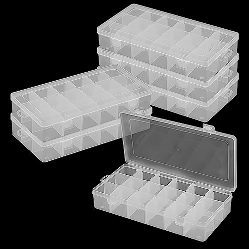 CHUIFAI 6 Stück 18 Fächer Sortierbox für Kleinteile, 23 x 11,7 x 4 cm Perlen Aufbewahrungsbox mit Fächer Verstellbare, Sortimentsboxen Sortierboxen für Schrauben, Handwerk, Nähzubehör, Schmuck von CHUIFAI