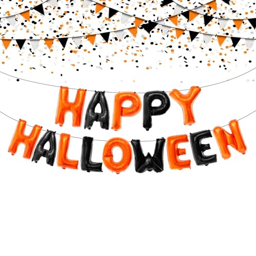 Happy Halloween Luftballons Banner - 40,6 cm schwarz orange gruselige Luftballons für Halloween Outdoor Dekorationen - Halloween Party Supplies von CHUN-YAN