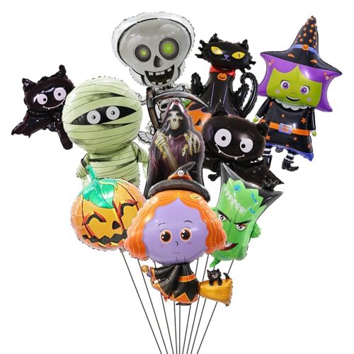 10 PCS Halloween Luftballons CHUNLINLAODA Halloween Dekoration Ballons Party Deko Luftballons Halloween Dekoration Halloween Ballon Set Halloween Party Deko Halloween Deko Set (Mehrfarbig A) von CHUNLINLAODA